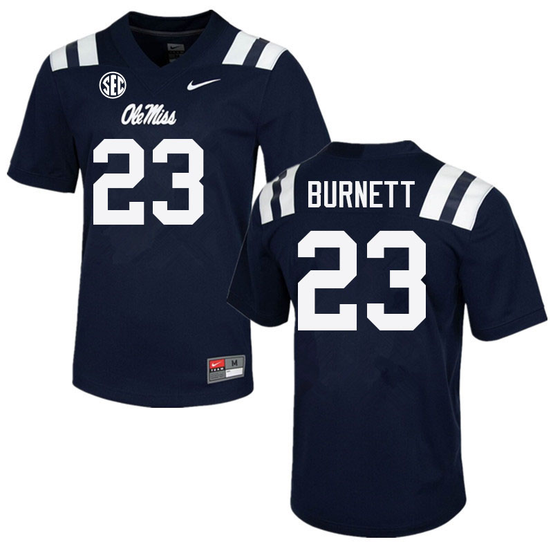 Men #23 Drew Burnett Ole Miss Rebels College Football Jerseys Sale-Navy